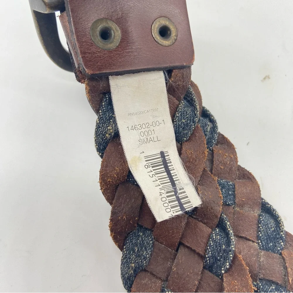 Gap Braided Leather Belt Chestnut Brown Denim Small‎
